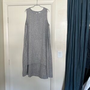 Magic Linen Royal Toscana Hi Low Linen Dress XL Grey